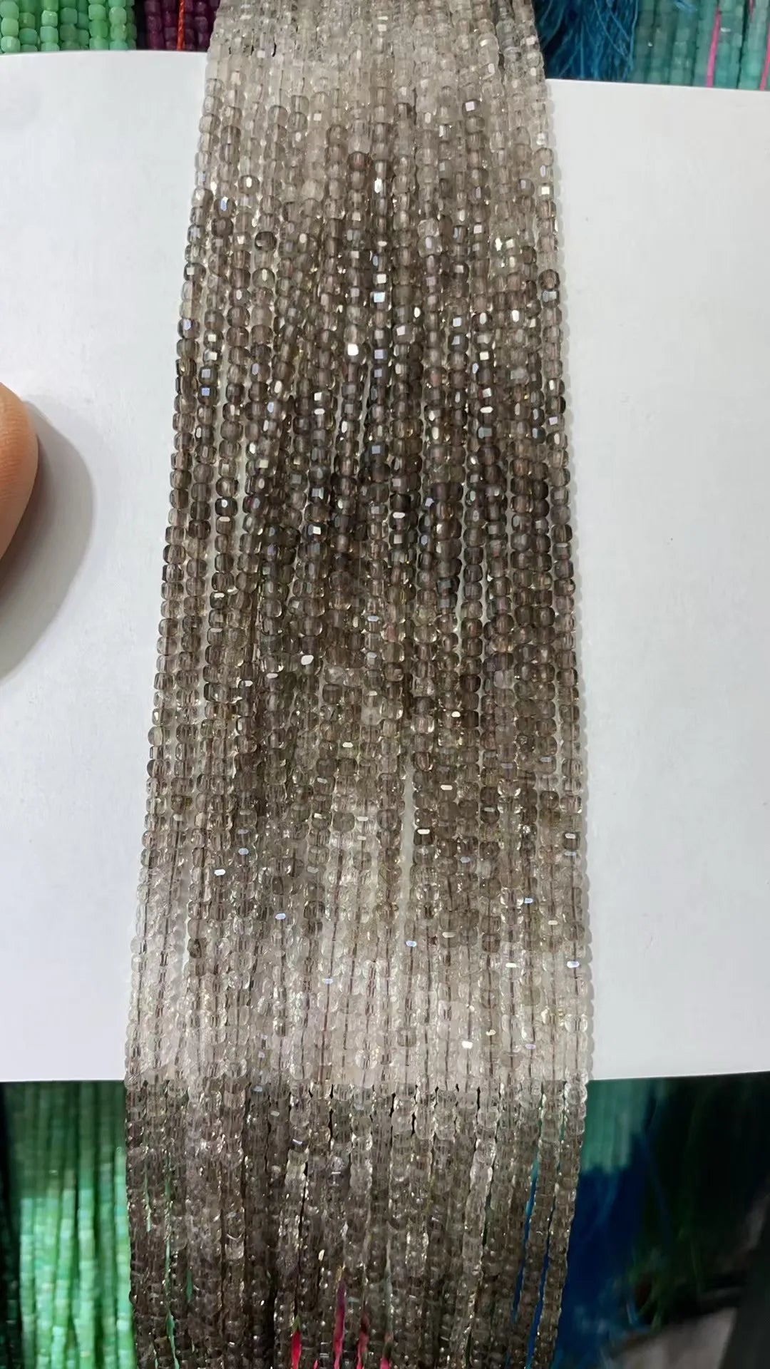 Natural Rainbow Tourmaline Cube Faceted 2.5X2.5mm Length38.5cm