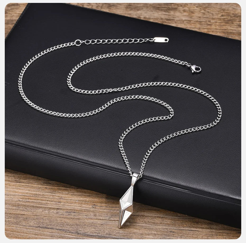 Vnox Star 4-Pointed Necklaces for Men, Stainless Steel Geometric Pendant Collar Valentine's Father's Day Birthday Gifts to Dad