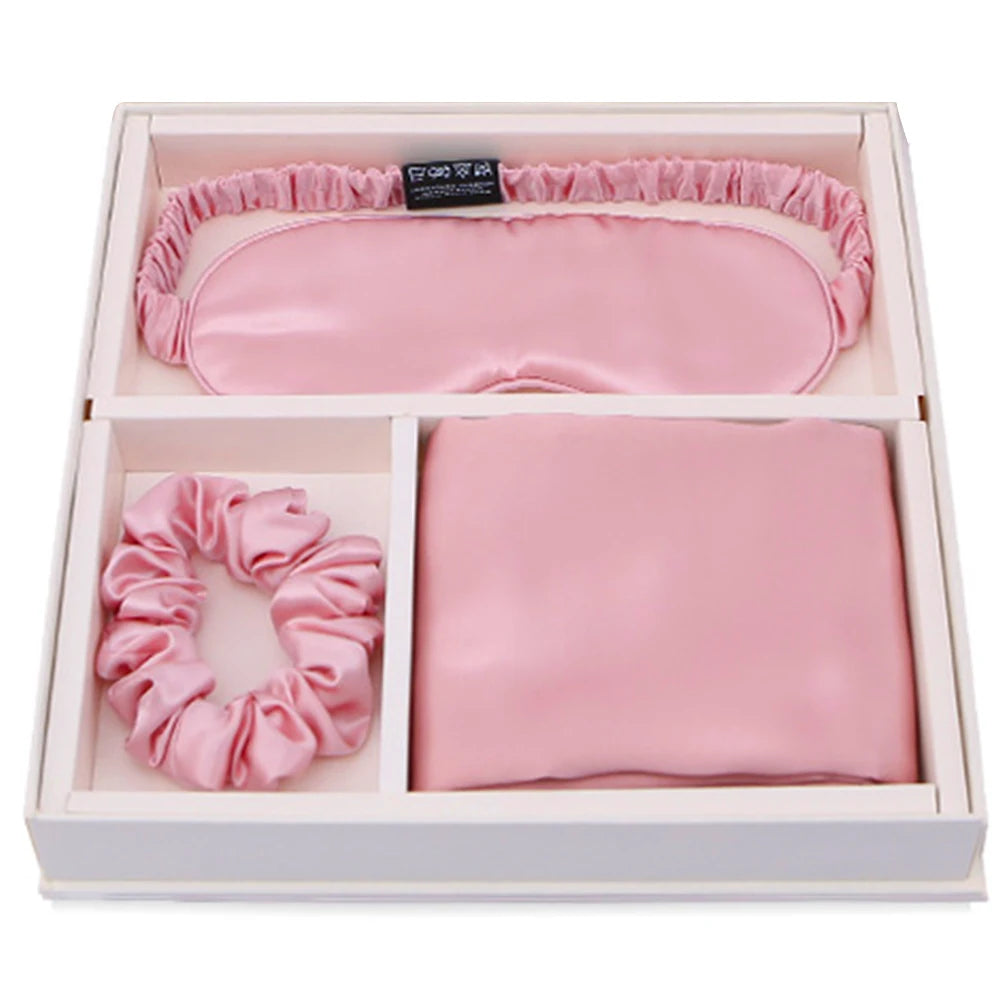 Silk Pillowcase Eye Mask Hair Ring .Made of 100% Natural Mulberry Silk Fabric.As A New Year Christmas Gift