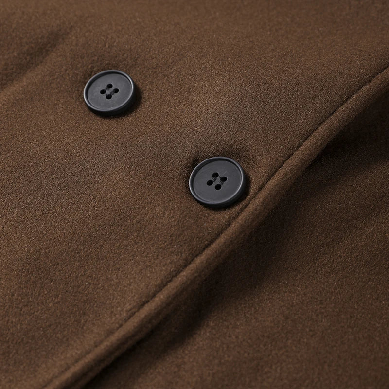 Elegant Woolen Long Coats Women Double-breasted Turn-down Collar Full Sleeves Jackets 2025 Autumn Winter Fashion Outwears Lady