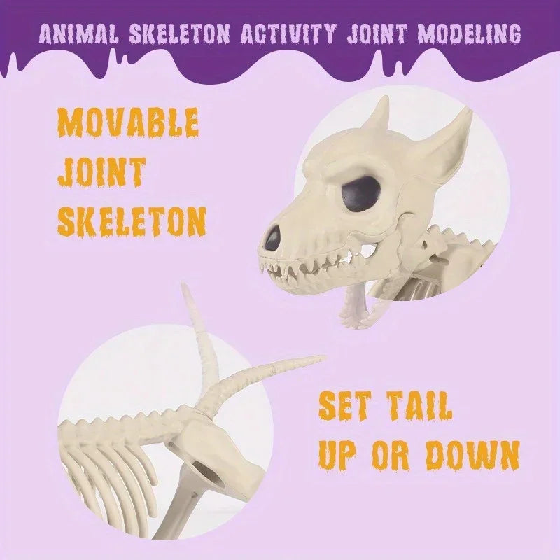 Halloween Skeleton Decoration Props Simulated Animal Models Skeleton Wolf FrogCrow Skeleton Indoor Outdoor Garden HalloweenDecor