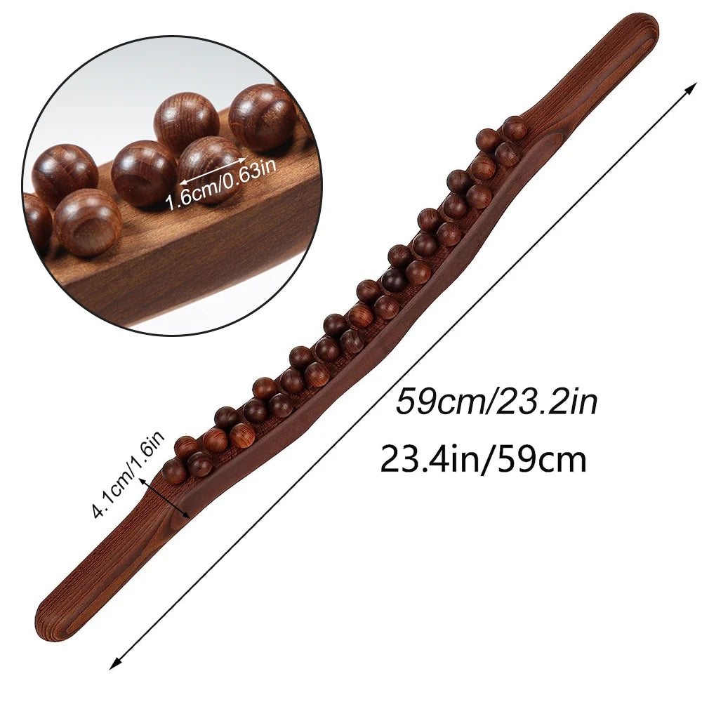 Guasha Wood Stick Tool Wood Therapy Massage Tool for Body Shaping,31 Beads Back Massage Roller Stick,Lymphatic Drainage Massager