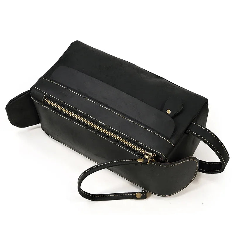 Fashion High Quality Small Travel Bag Crazy Horse Leather Travel Wallet Storage Bag Washing Make Up Bag For Travel toiletry