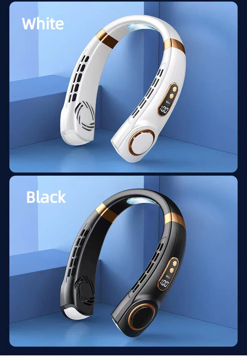 Portable Neck Fan Personal 4000mah Bladeless Cooling Neck Fan Blow Cold Air Neck Cooler Wearable Fan Around Your Neck Adjustable