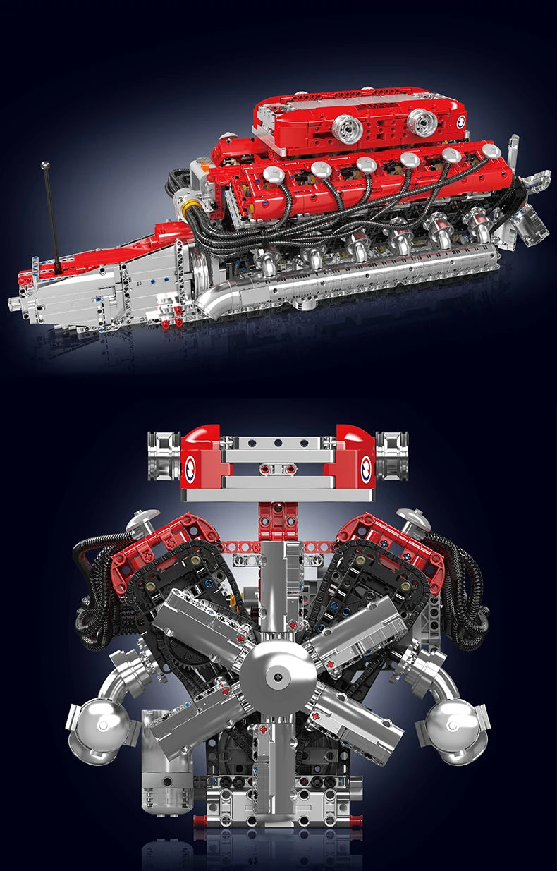 Mould King 10169 The Speed Car V12 Engine Building Block Technical Car Engine Toys Assembly Engine Brick Set Kids Christmas Gift