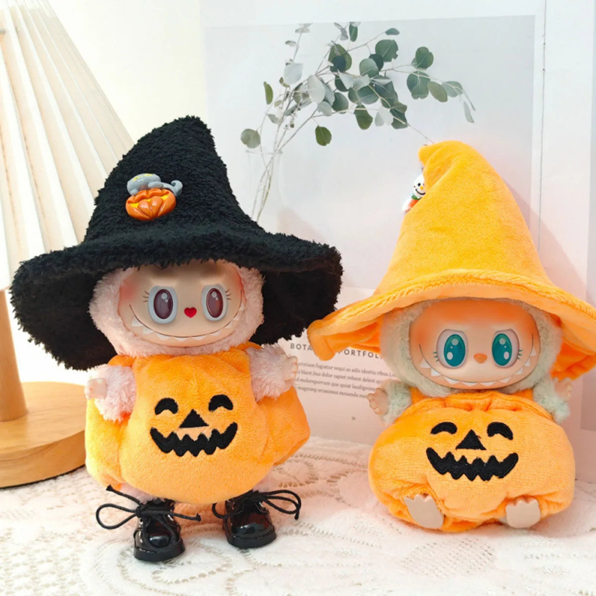 Cute Doll Plush Set for Labubu Doll Clothes Halloween Pumpkin Devil Bear Doll Costume Trendy Accessories Fashion Style