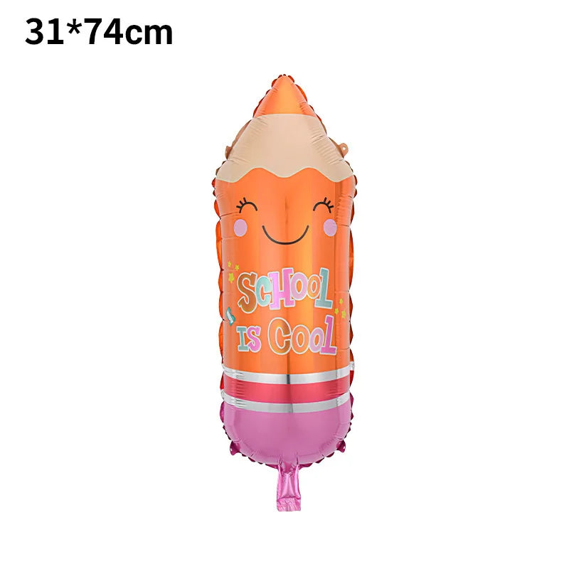 Back To School Student Stationery Bus Schoolbag Rubber Pencil Foil Balloon Babyshower Decoration Child Birthday Party Globos