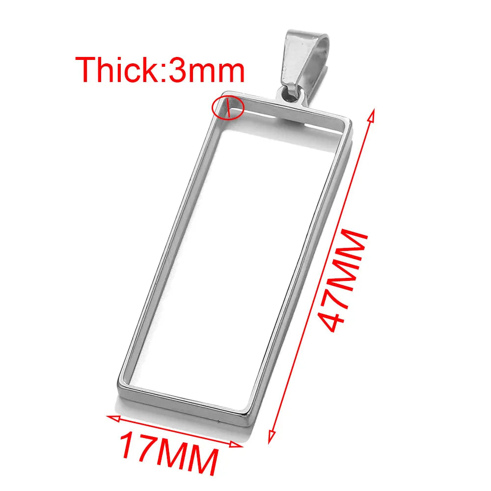 5pcs Stainless Steel Heart Square Silicone Mold Charm Frame Bezel Pendant Base Diy UV Resin Cameo Blanks Earrings Jewelry Making