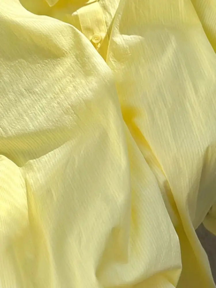 Ins Korean Milky Yellow Sun Protection Shirt Jacket Women's Autumn and Summer Loose Shirt Long-sleeved Top