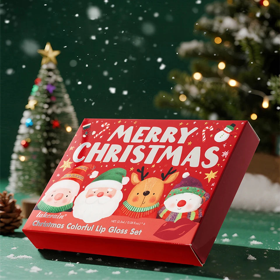 Lakerain Christmas Lip Gloss Set Long Lasting Moisturizing Waterproof Portable Travel Kit Ideal Thanksgiving Christmas Gift