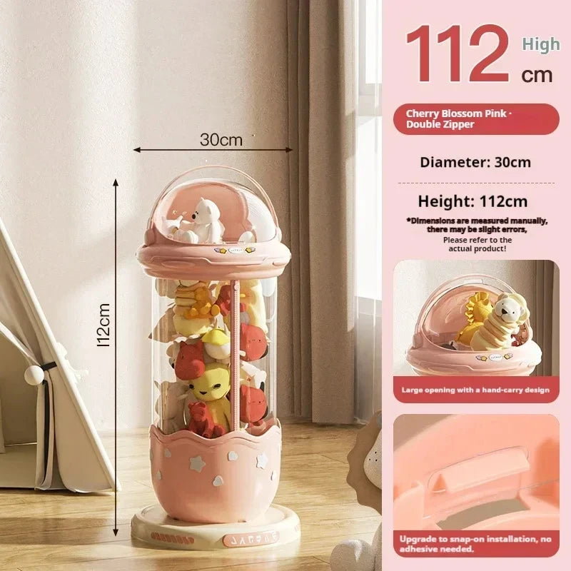 Astronaut Doll Storage Box Children's Plush Toys Storage Boxes Transparent Plastic Stuffed Home Storages Organization Zipper Bin