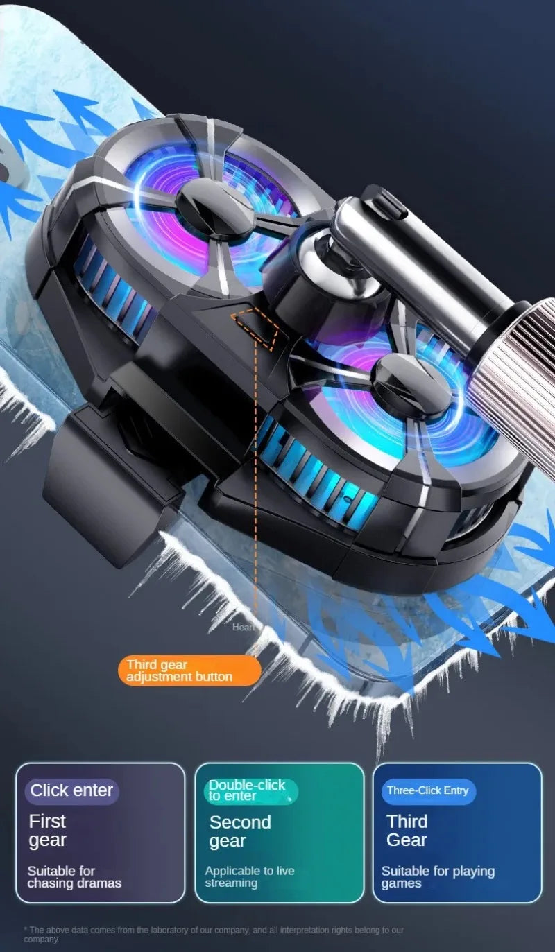 New Dual Fan Large Wind Mute Mobile Phone Cooling Fan Cooler Fast Cooling Live Gaming Handle Cooler Mobile Phone Fan Radiator