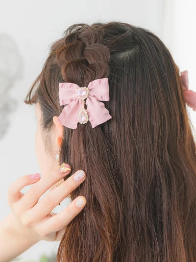 Small Hairpin Water Drop Heart Shape Rhinestone Pendant Wooden Ear Hairclips Headdress Sweet Side Clip Hair Accessories Jewelry
