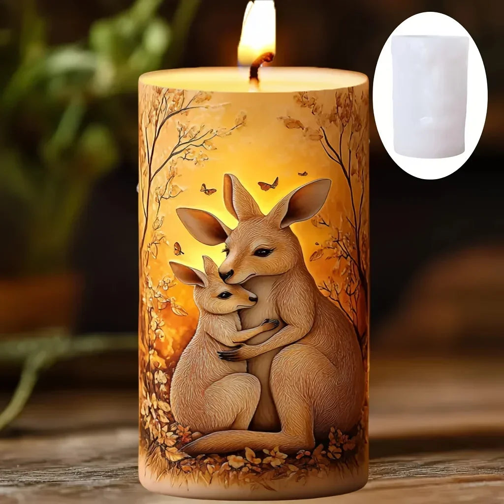 DIY elk relief cylindrical candle silicone mold sika deer flower relief resin mould Forest sika deer gypsum molds Christmas gift