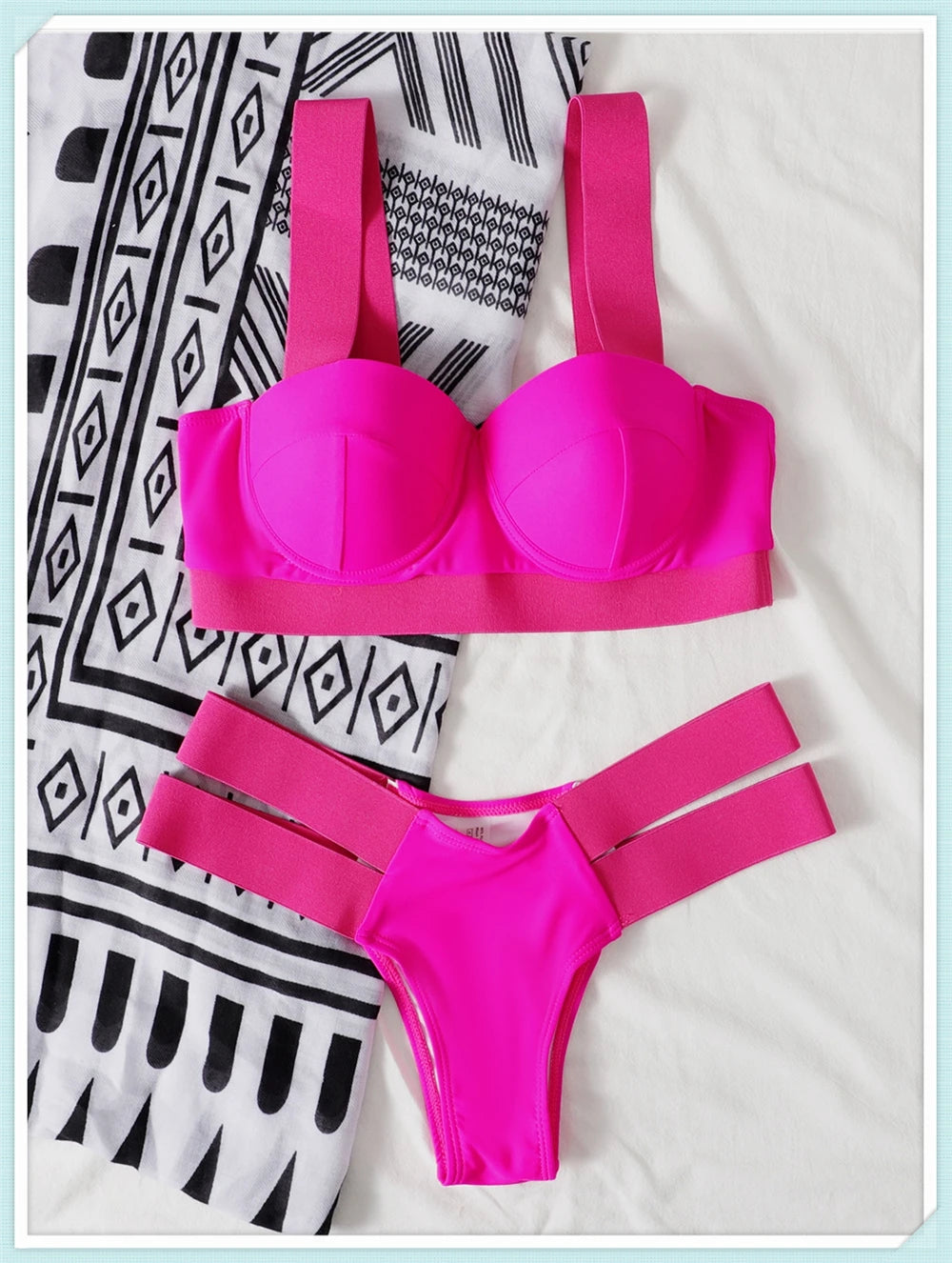 Solid Bandage Bikini Women Push Up Swimsuit Sexy Swimwear Female Brazilian Bathing Swimming Suit Bather Splicing Color Beachwear