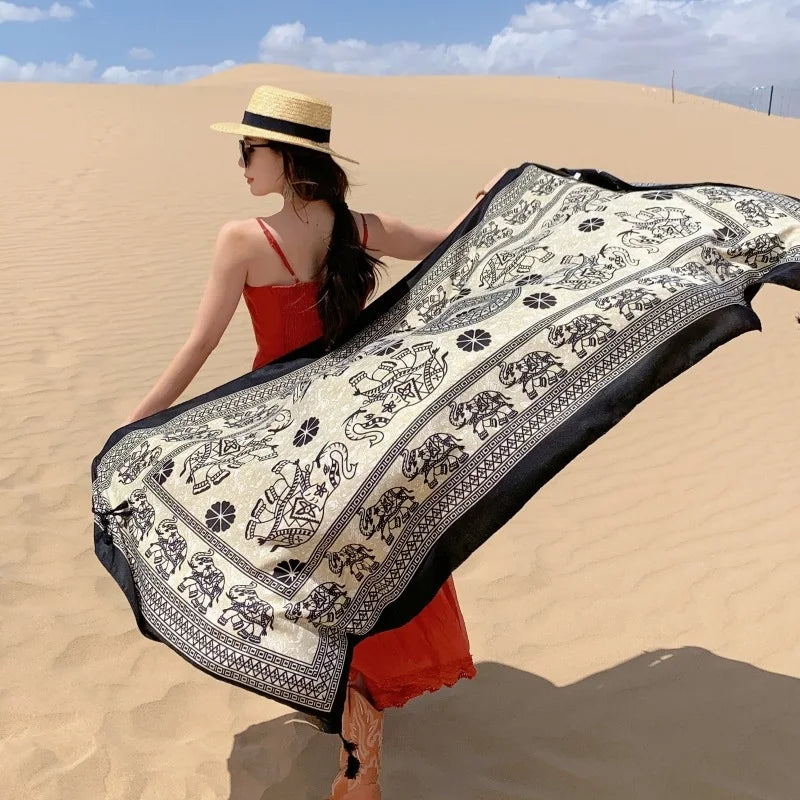 Travel Beach Sunscreen Scarves for Women Bikini Large Sarong Wrap Scarf Brazilian Swimsuit Bathing Cover-ups 17 Styles 90x180cm