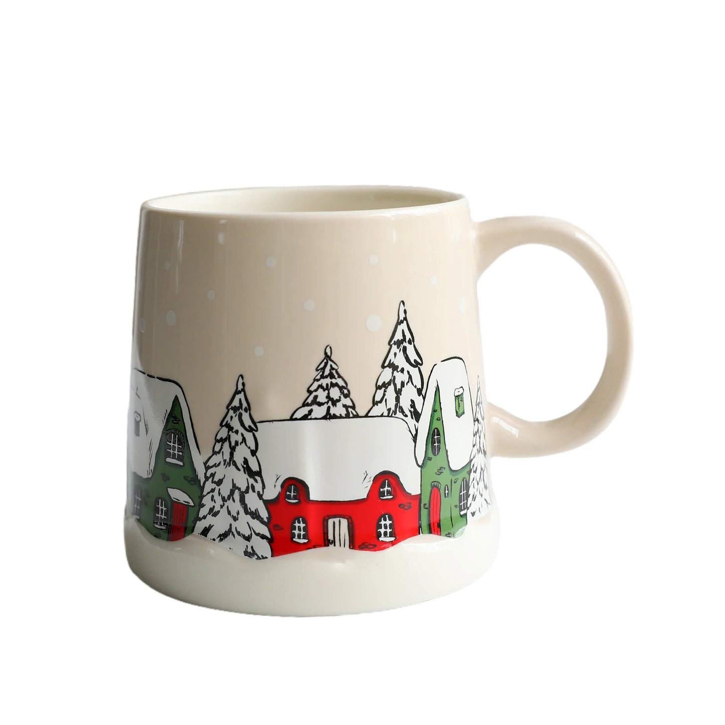 Creative Christmas Gift Idea - 350ML Adorable Ceramic Mug with Coaster Set for Coffee & Tea, High Aesthetic Home Office Cup