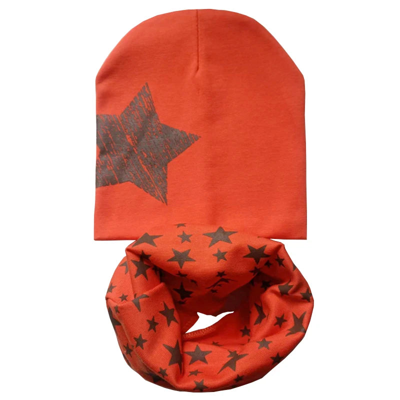 Star Print Cotton Baby Hat Autumn Winter Baby Girls Hat Boys Cap Toddlers Infant Cap Scarf Children Bonnet Hats