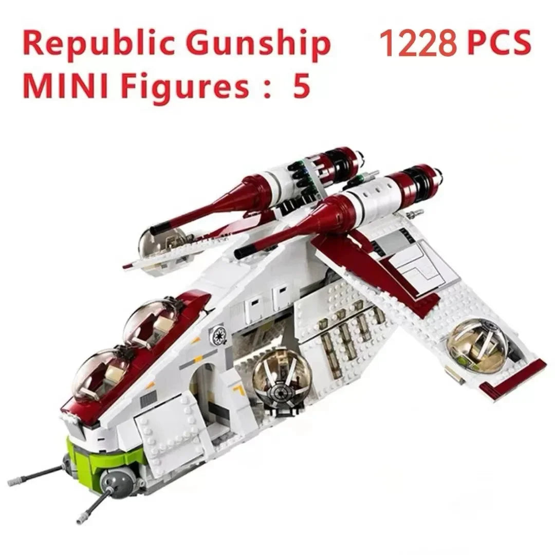 1175pcs Republic Dropship Gunship Building Blocks Set Compatible with 05041 Bricks Toy Kit for Kids Christmas Gift