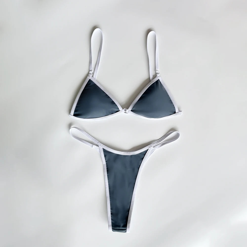 Sexy Bikini Women Swimsuit 2025 New Swimwear Bathing Suit Female Beachwear Micro Thong Bikinis Set 2 Piece Color block Swim Suit