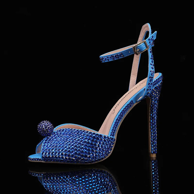 Fashion High Quality Wedding Shoes Women Pearls Studs Luxury Peep Toe White High Heels Buckle Designer Woman Sandal 43 Zapatos