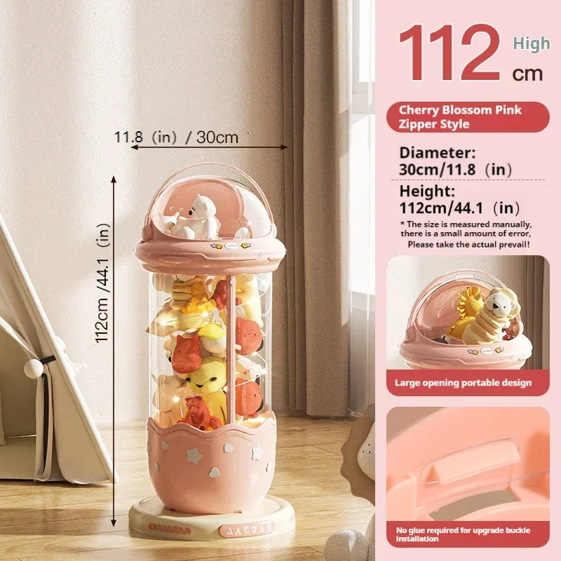 Astronaut Doll Storage Box Children's Plush Toys Storage Boxes Transparent Plastic Stuffed Home Storages Organization Zipper Bin