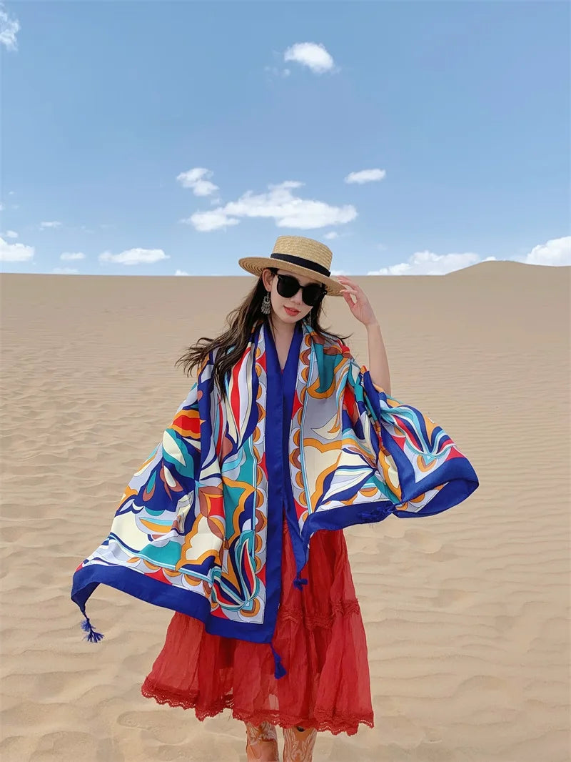 Travel Beach Sunscreen Scarves for Women Bikini Large Sarong Wrap Scarf Brazilian Swimsuit Bathing Cover-ups 17 Styles 90x180cm
