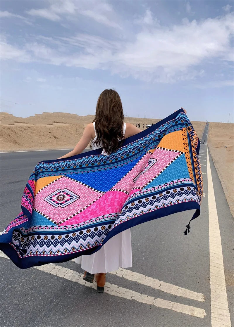 Travel Beach Sunscreen Scarves for Women Bikini Large Sarong Wrap Scarf Brazilian Swimsuit Bathing Cover-ups 17 Styles 90x180cm