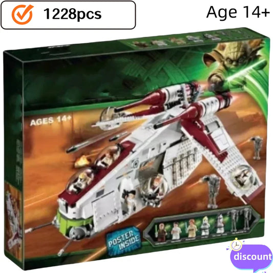 Hot Toys 1175pcs Compatible With 05041 Republic Dropship Gunship Building Blocks 75021 Bricks Toys For Children Christmas gift