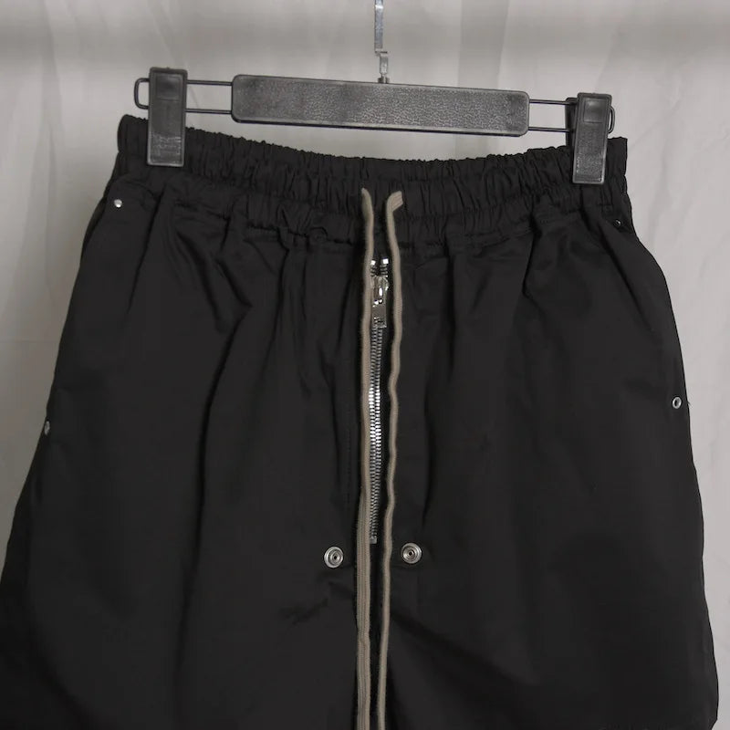 High Street Men's Pants Black Solid Casual Shorts for Man Cotton Zipper Design Men Trousers Techwear Men's Clothing