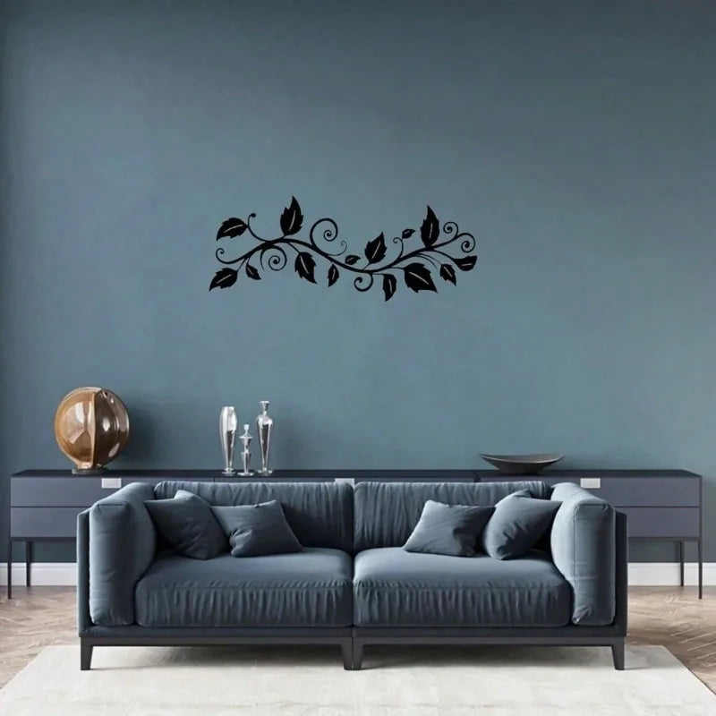 "Ink Vine Shadows" Ivy Metal Wall Sculpture|Large Black,Laser-Cut Wrought Iron,Waterproof,Halloween&Christmas Gift,Bedroom Decor