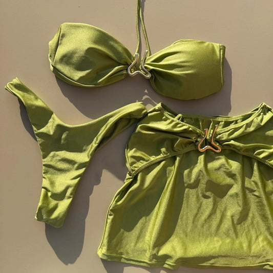 Sexy 3pieces Micro Bikini 2024 Women Swimsuit Female Swimwear Brazilian Bikinis Set Hollow Out Beachwear Bathing Suit Biquini