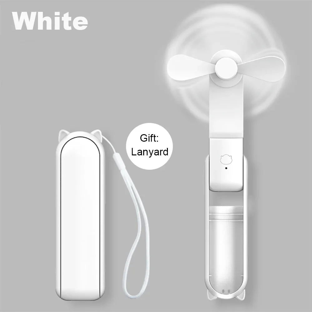 Portable Mini Handheld Fan Small Pocket USB Rechargeable Battery Fan Folding Cooling Hand Mini USB Fan with Power Bank