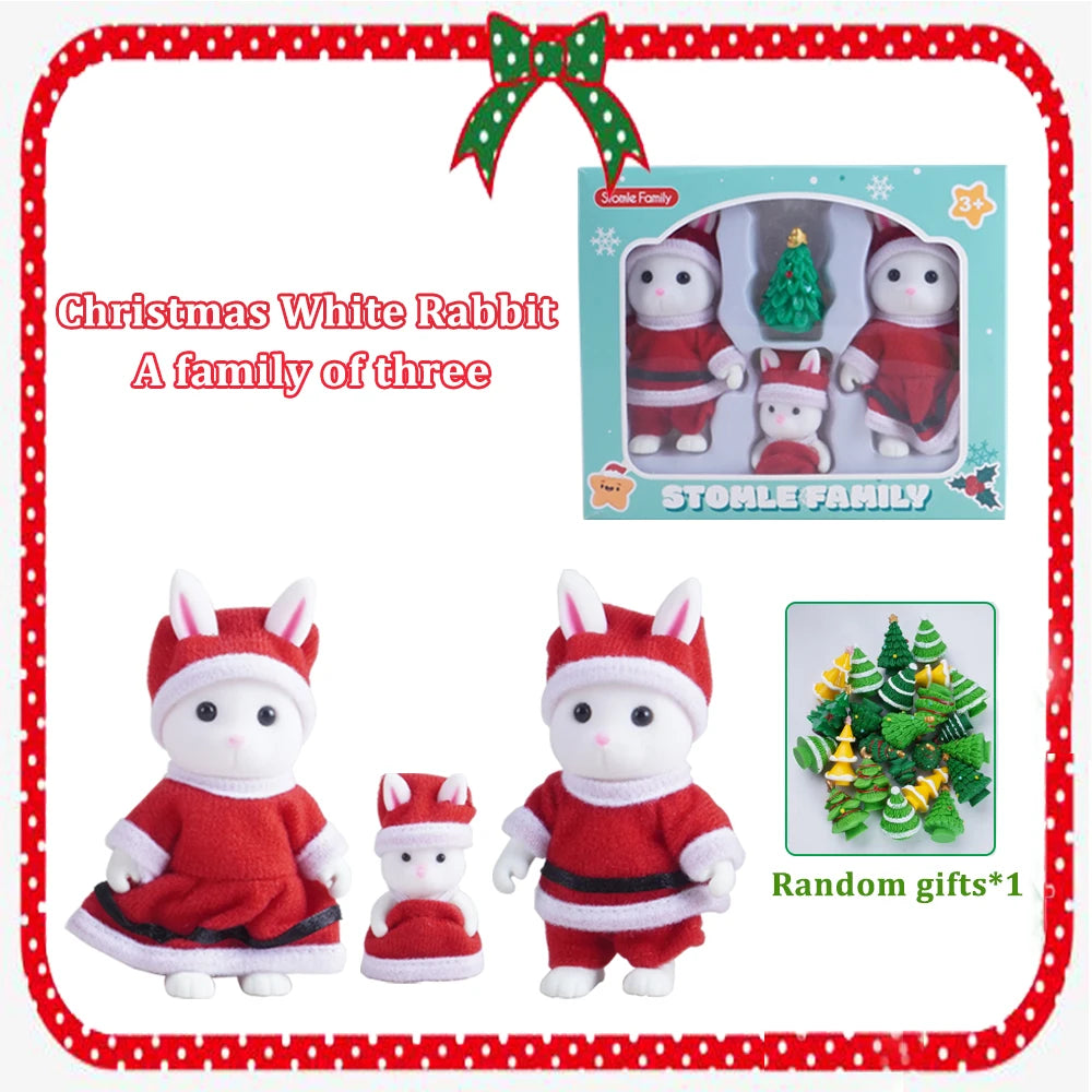 Christmas Theme 1:12 Dollhouse Sheep Animal Family Model Ornament Gift Miniature Furniture Christmas Tree Model Christmas Gift