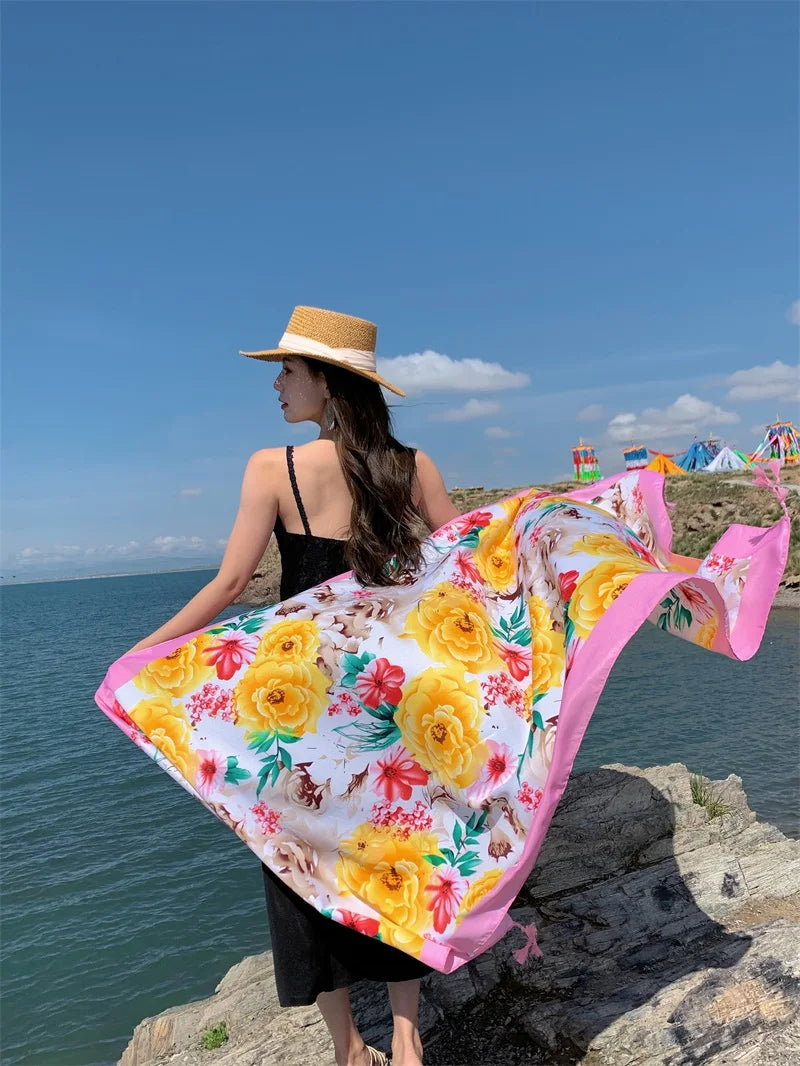 Travel Beach Sunscreen Scarves for Women Bikini Large Sarong Wrap Scarf Brazilian Swimsuit Bathing Cover-ups 17 Styles 90x180cm