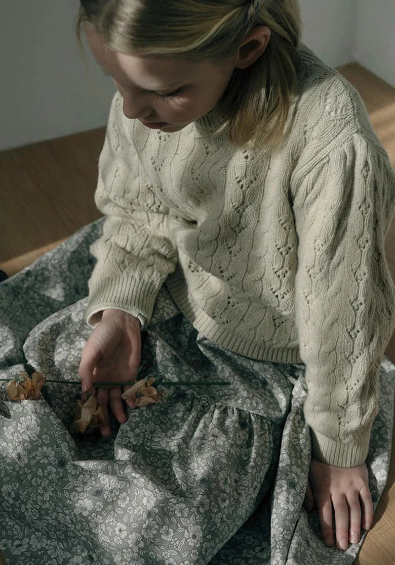 2025 Lou Autumn Girls Blouse and Skirts Set Vintage Kids Sweaters Knitted Cardigan Casual Pant Winter Warm Outwear Coats Suit