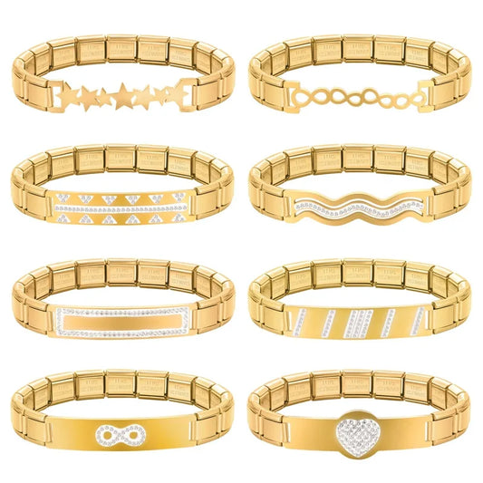 New Fashion Women Romantic Heart Star Zircon 9MM Width Stainless Steel Bracelet Bangle Girls Wedding Christmas Gift Jewelry