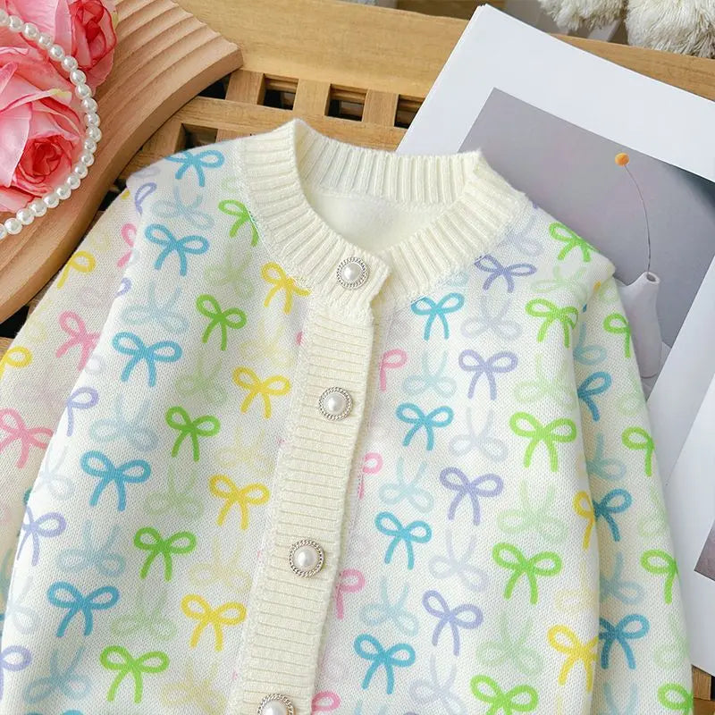 Girls' cardigan jacket with plush and stylish, versatile autumn and winter new styles, girls' sweaters, knitted sweaters