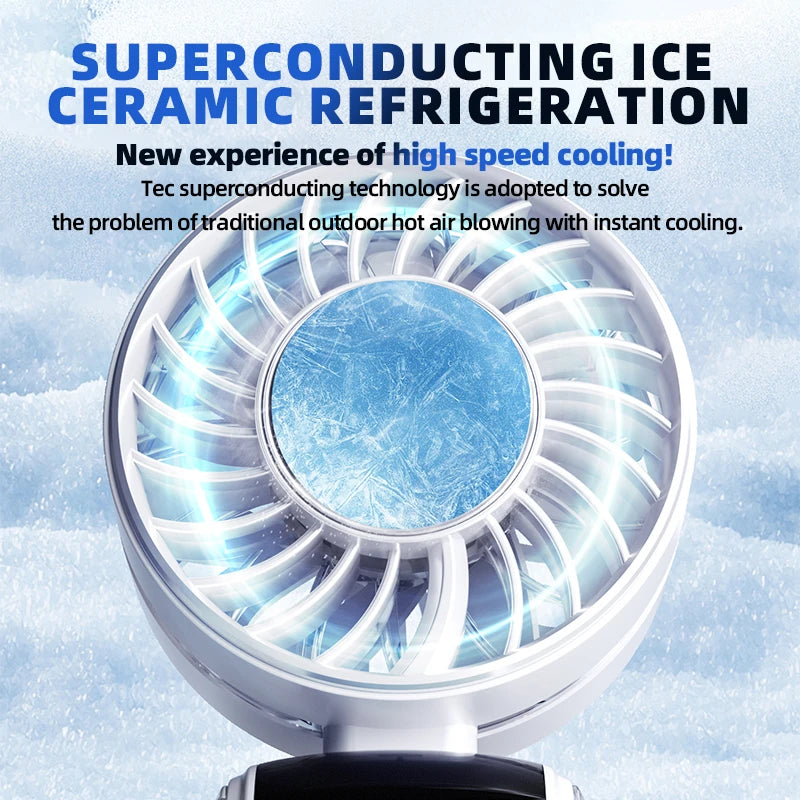 Ice Pack High-speed Fan Refrigeration Handheld Small Powerful Cooling Air Portable Usb Charging Outdoor Large Wind Fan