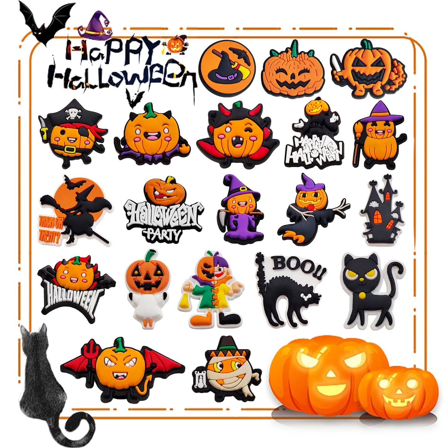 18PCS the spooky, playful,  elements you need to turn your shoes or bracelets into a Halloween - themed masterpiece.