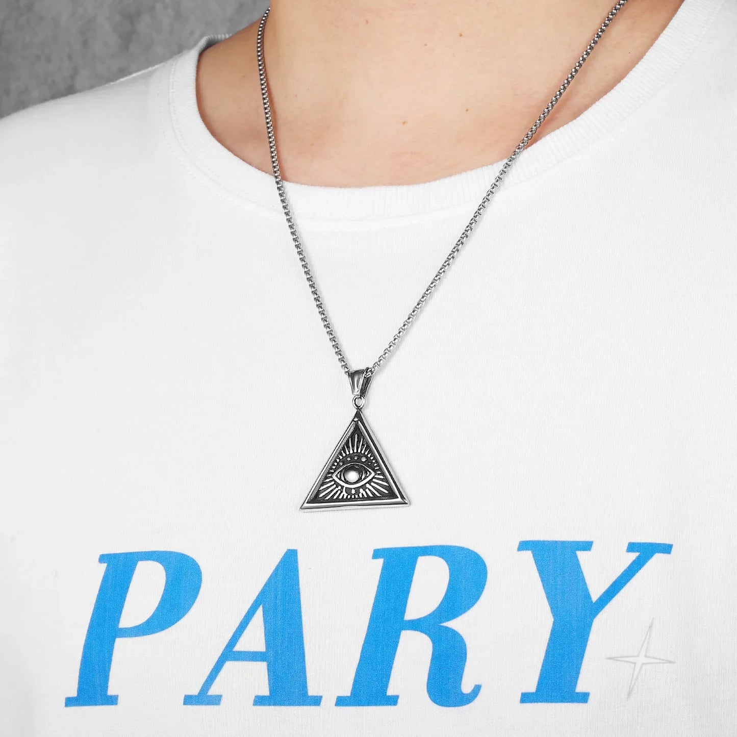 Masonic Illuminati Eye Amulet Men Necklaces Stainless Steel Pendants Chains Women Jewelry Cool Male Accessories Gifts Wholesale