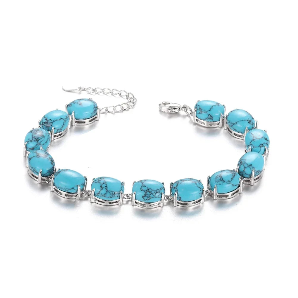 Natural Labradorite Bracelet 925 Sterling Silver Bracelet Turquoise Amethyst Gemstone Bangle Party Anniversary Gift Jewelry