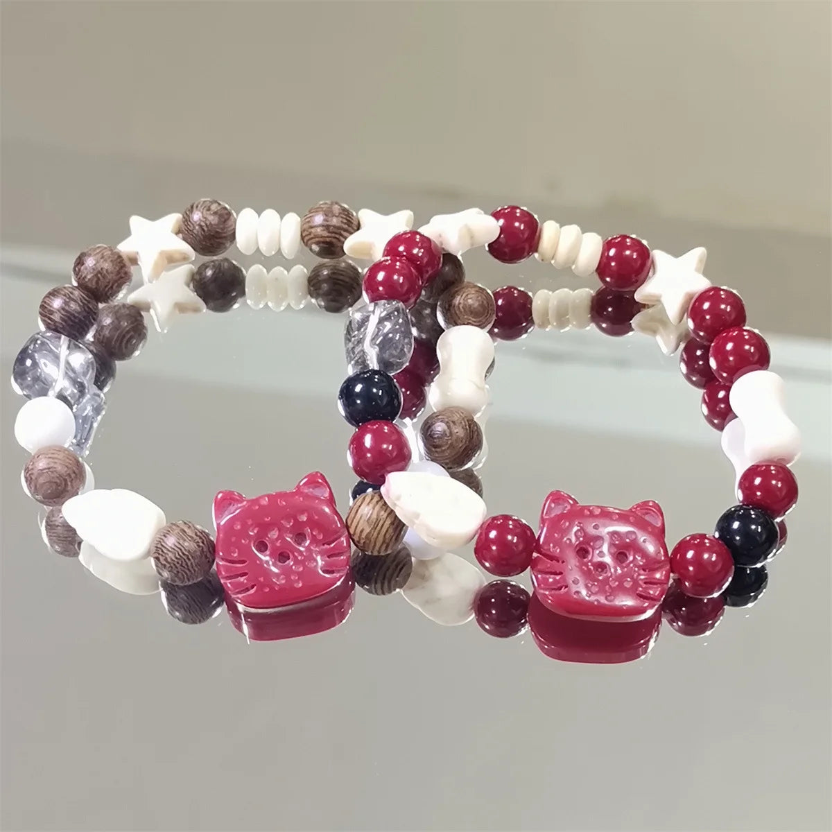 Handmade Ceramic Star Cat Bracelet Cartoon Korean Style Fresh Bracelet Jewelry Accessories Bead Cute Bead Bracelet Women