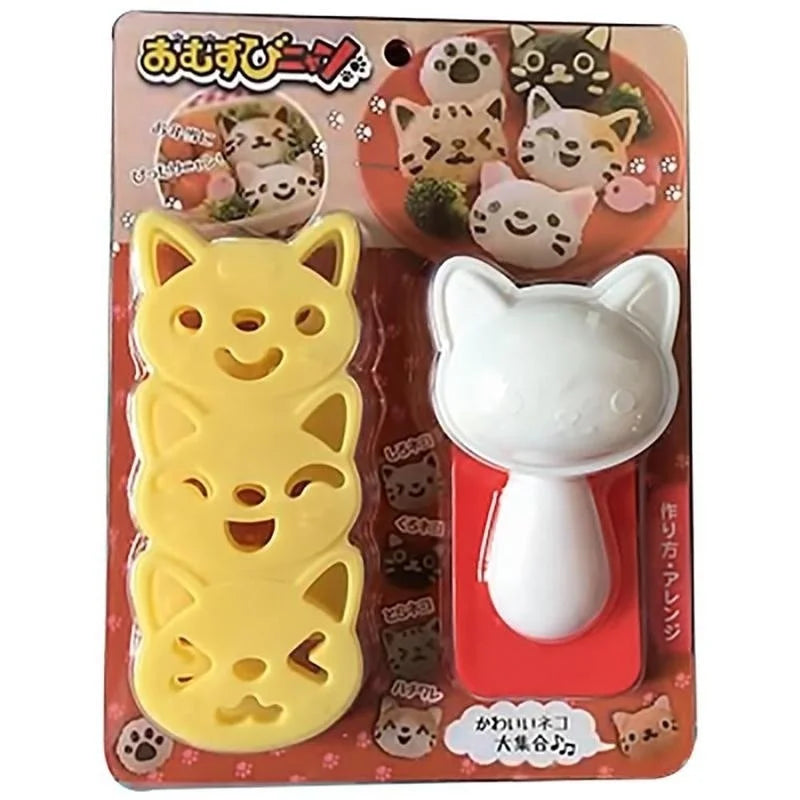 1 Set Lovely  Smile Cat Sushi Rice Mold Decor Cutter Sandwich Creative DIY Tool Rice Ball Christmas Tree Halloween Pumpkin Molds