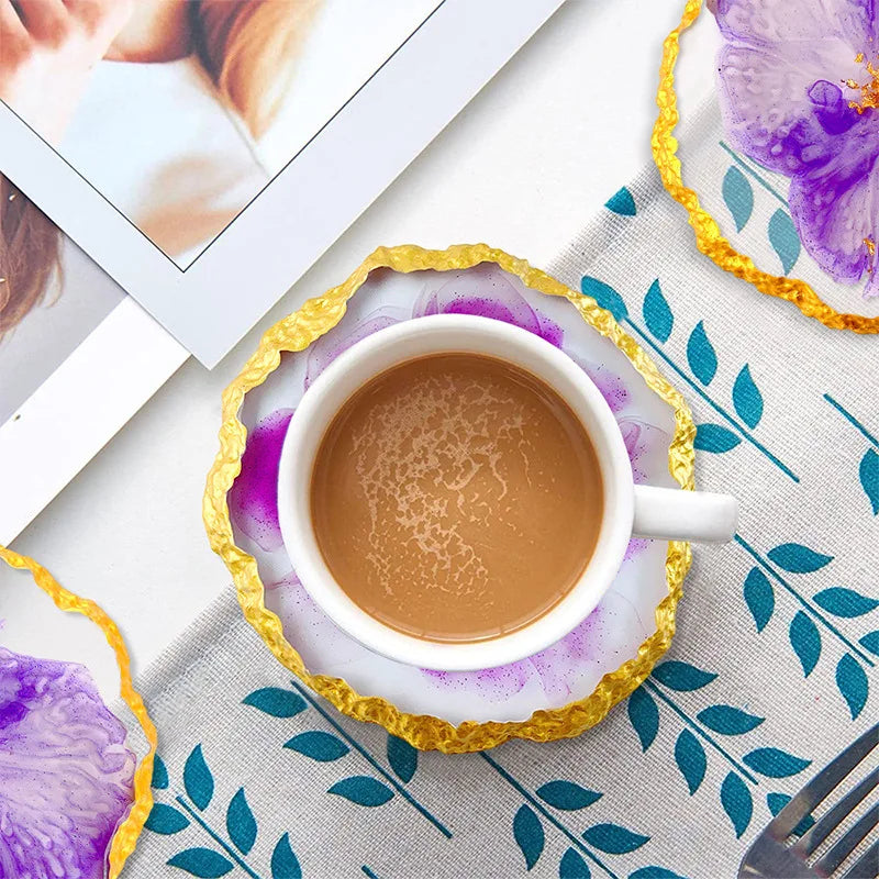 DM413 Drusy Coaster Resin Mold Geode Epoxy Cup Mats Fruit Tray Silicon Crafts for DIY Home Decoration Casting