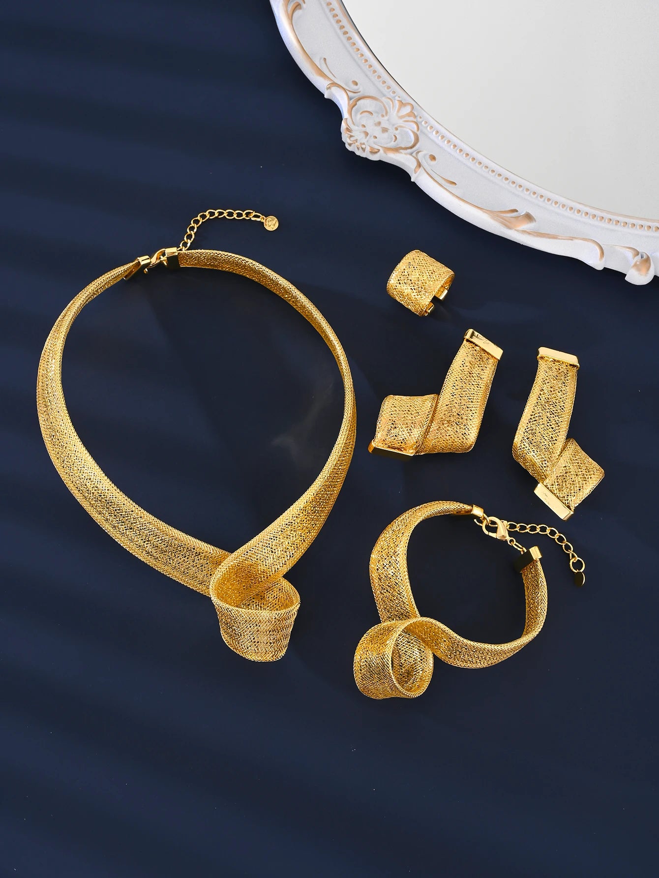 5 Pcs/set Luxury 18K Gold-plated Brass Designer Jewelry Collection, Brand Bracelets, Necklaces, Earrings, Jewelry for Women