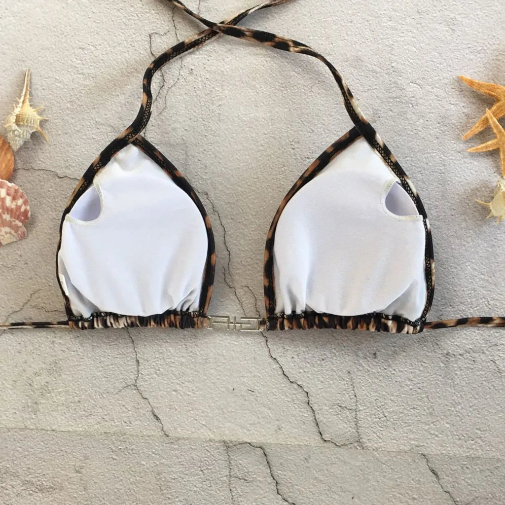 Sexy Leopard Print Bikinis Sets Push Up Triangle Cup Micro Bikini Split Swimsuits Summer Beachwear Bandage bathing suit Swimwear