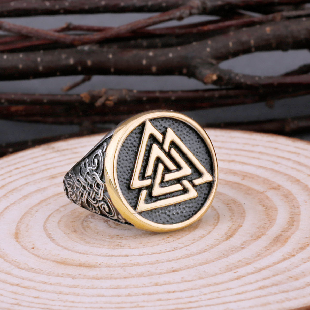 Men's Stainless Steel Vikings Valknut Ring Odin Symbol Amulet Fashion Ring Hip Punk Biker Nordic Vintage Jewelry As Men's Gift