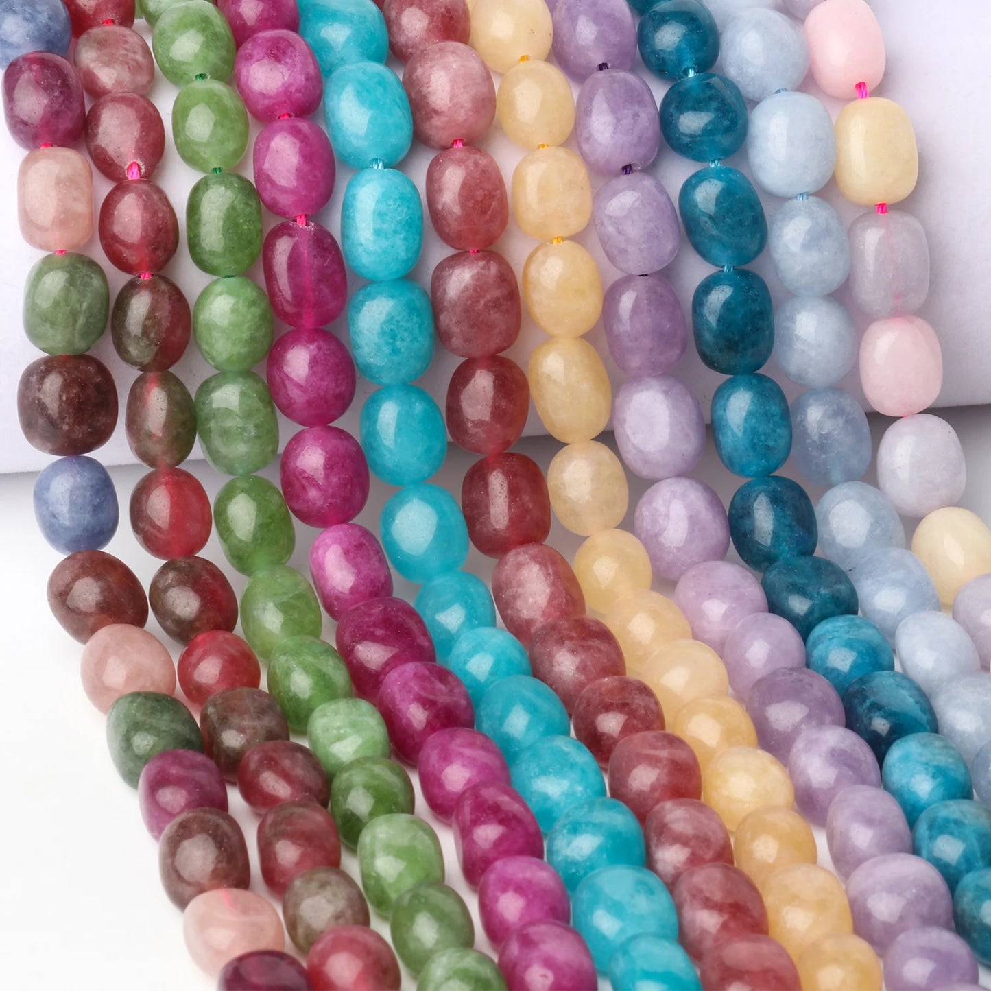 9x11mm Oval Natural Stone Tourmaline Peridot Apatite Bead Smooth Loose Beads for Jewelry Making Supplier DIY Charm Bracelet 15''