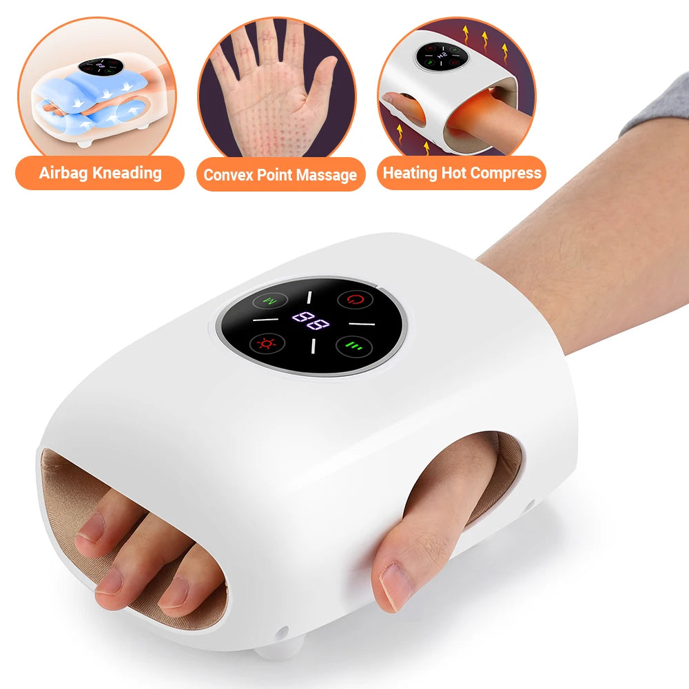 Electric Hand Massager with Air Compression Heat Cordless Palm Finger Massage Machine for Arthritis Finger Numbness Pain Relieve